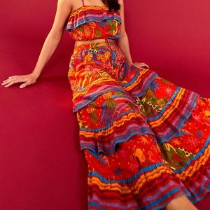 Farm Rio Red Magic Forest Midi Skirt